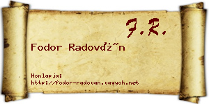 Fodor Radován névjegykártya